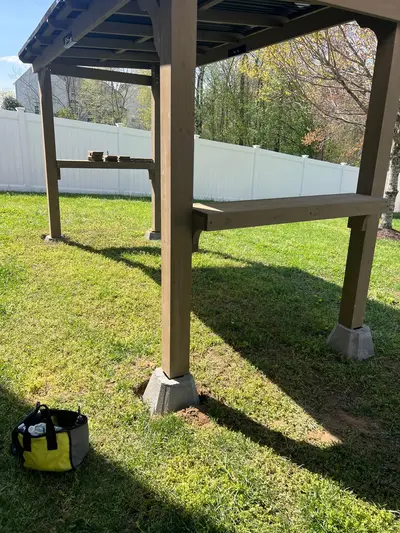 Pergola frame assembly in progress